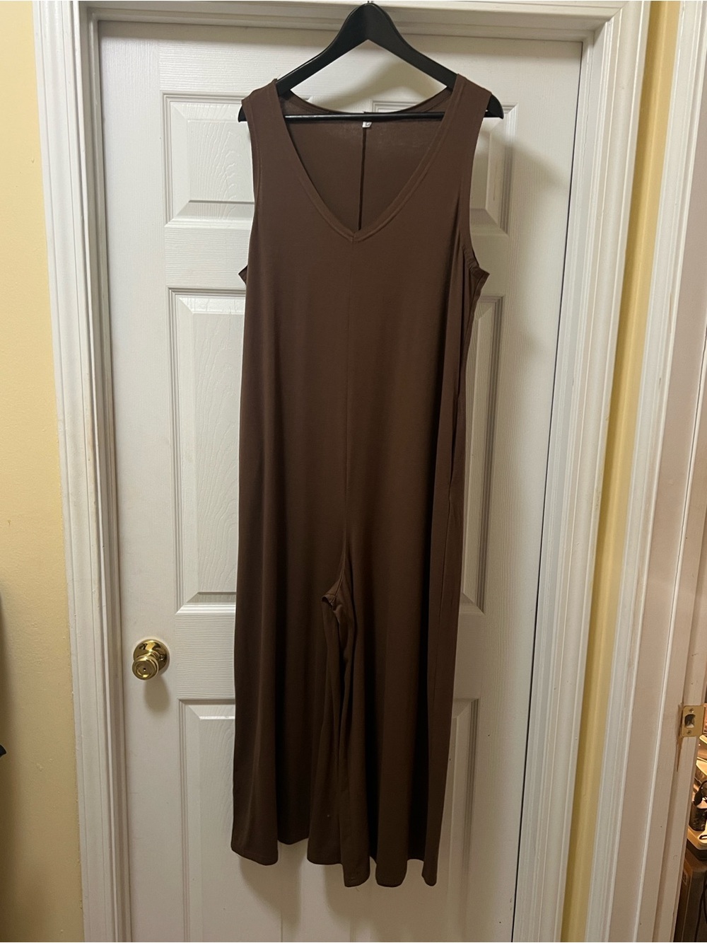 Wide Leg Sleeveless Jumpsuit in Brown